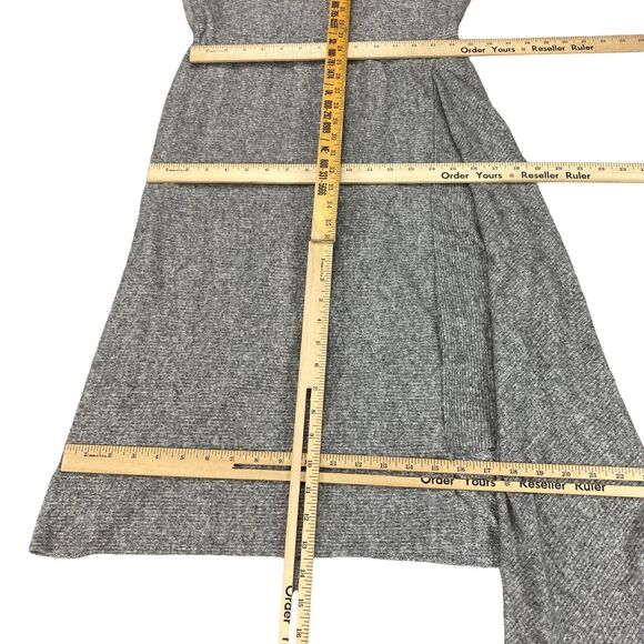 COA Sweater Dress Women's Large Gray Heather Knit Flowy Draped Hem Crew Neck - Picture 8 of 16